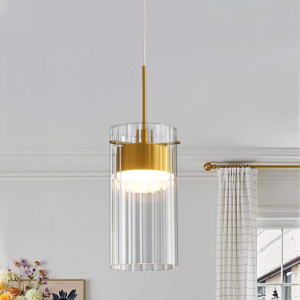 KAISITE 7-Watt 1 Light Gold Integrated LED Pendant Light with