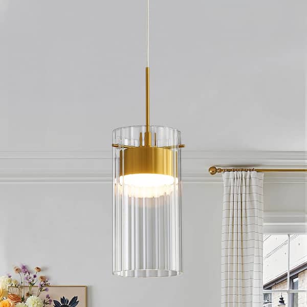 KAISITE 7-Watt 1 Light Gold Integrated LED Pendant Light with