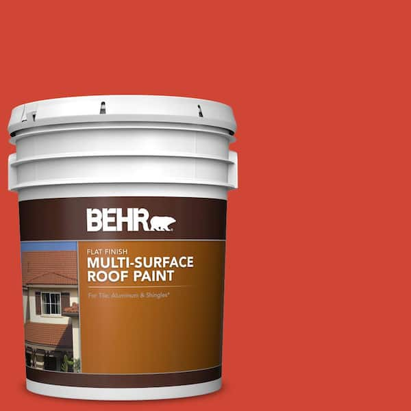 BEHR 5 gal. #P180-7 Top Tomato Flat Multi-Surface Exterior Roof Paint