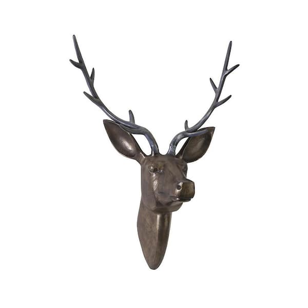 Unbranded 26 in. Deer Head Wall Decorative Sculpture in Bronze