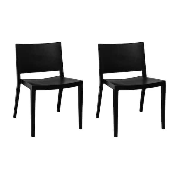 Mod Made Elio Modern Black Plastic Dining Side Chair (Set of 2)