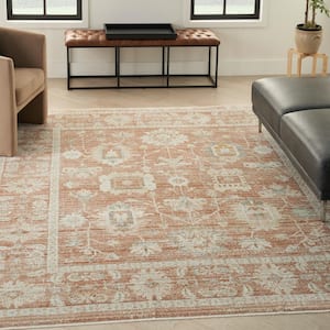 Traditional Home Terracotta 8 ft. x 10 ft. Distressed Traditional Area Rug