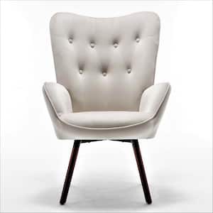 Kreedence 26.38 in. W Ivory Microfiber Flared Arm Accent Chair