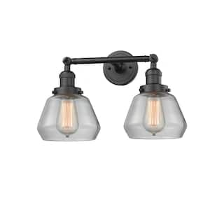 Fulton 16.5 in. 2-Light Oil Rubbed Bronze Vanity Light with Clear Glass Shade