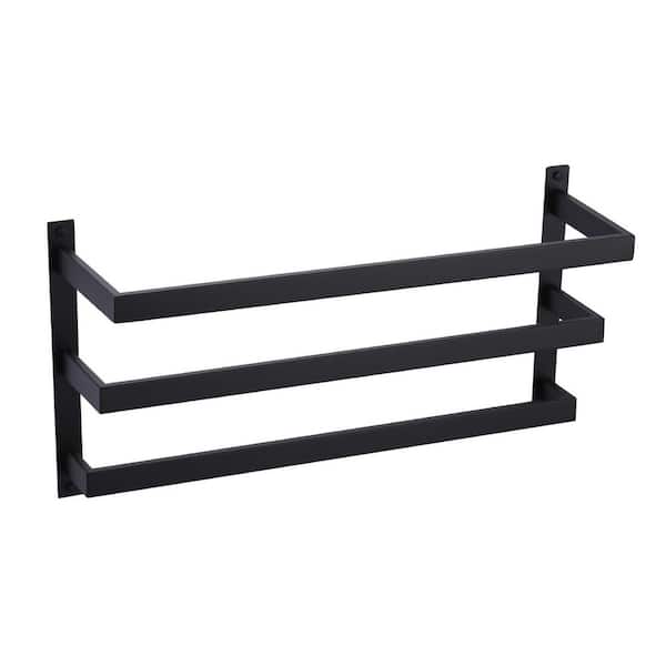 24 in. Stainless Steel Wall Mounted Triple Towel Rack in Matte Black