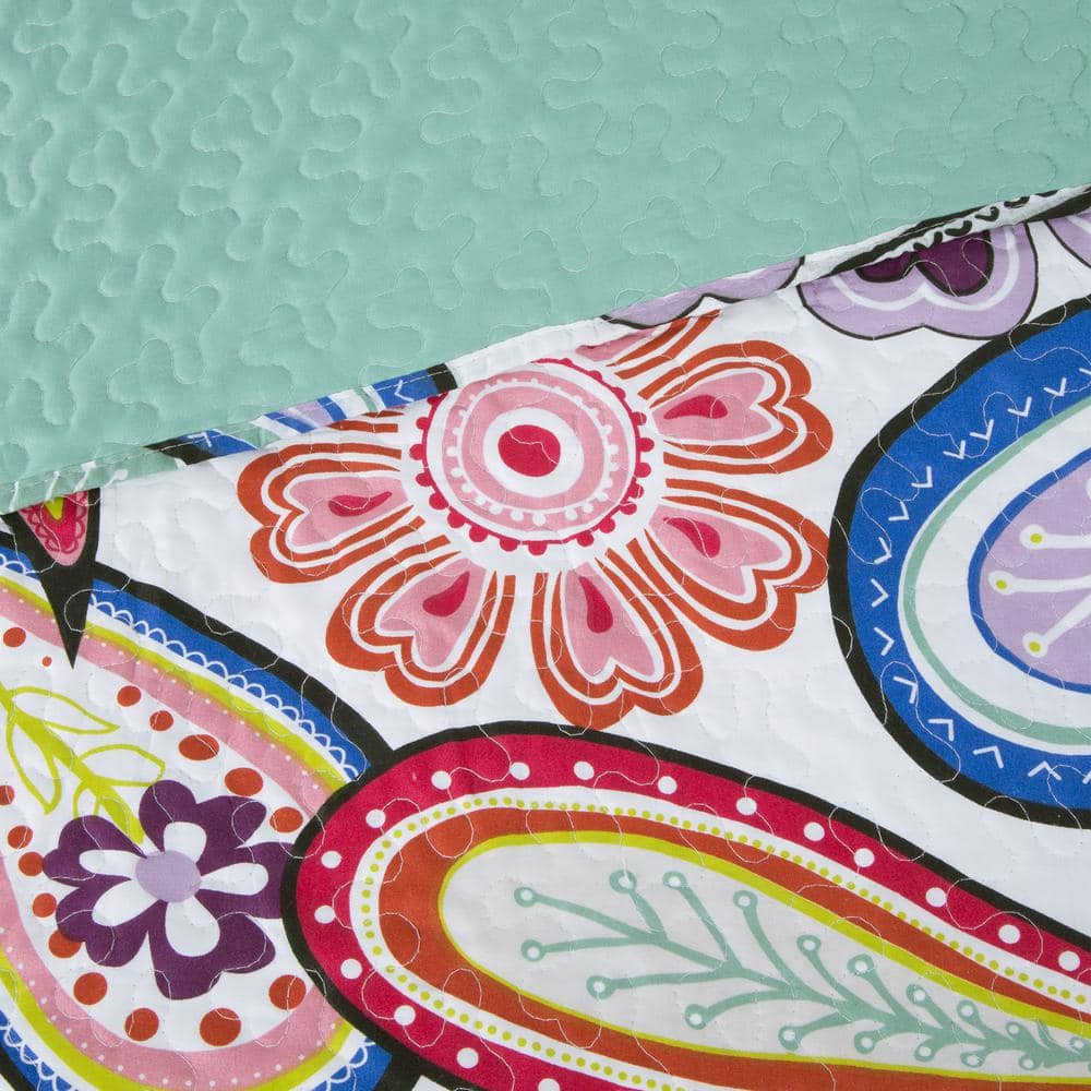 Twin Multicolor Microfiber Paisley Quilt Set