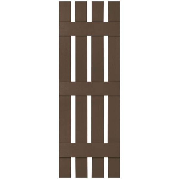 Ekena Millwork 16-1/4 in. x 83 in. Lifetime Vinyl Custom Four Board Spaced Board and Batten Shutters Pair Federal Brown