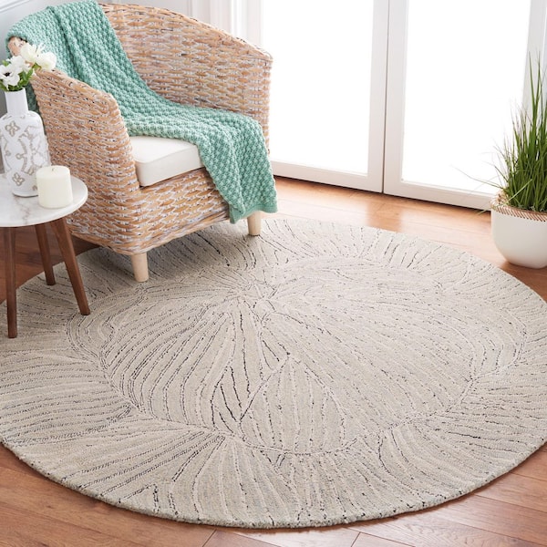 Metro Light Blue/Ivory 6 ft. x 6 ft. Floral Round Area Rug