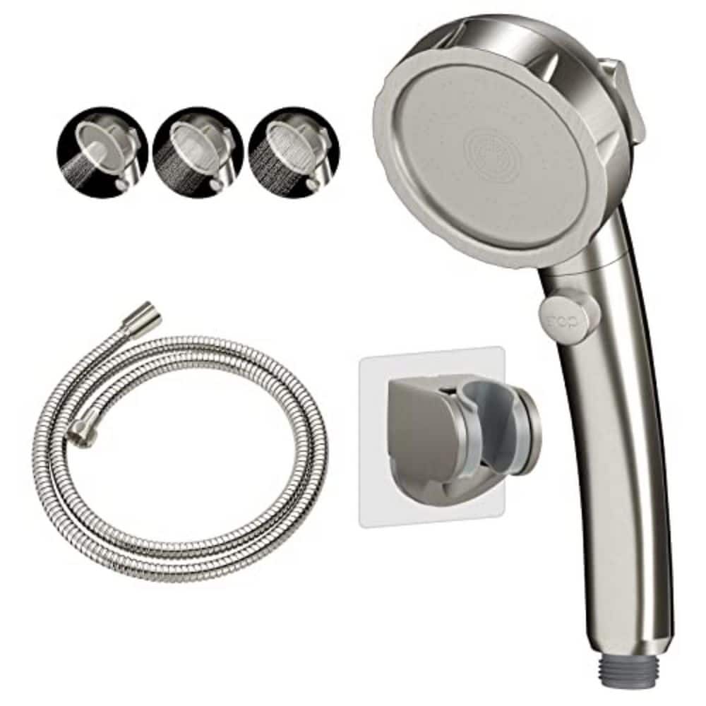 1-Piece Drill-Free High Pressure Handheld Shower Head in Brushed Nickel with On/Off Switch, 3 Spray Modes, Bracket Hose price history on PriceWatchPro