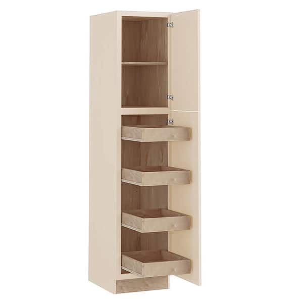 Home Decorators Collection Newport 18 in. W x 24 in. D x 84 in. H Assembled Plywood Pantry Kitchen Cabinet in Blended Cream with 4ROT Soft Close RH