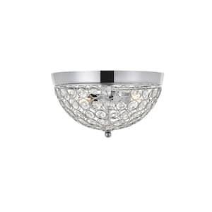 Timless Home 10 in. 2-Light Midcentury Modern/School House Chrome and Clear Flush Mount with No Bulbs Included