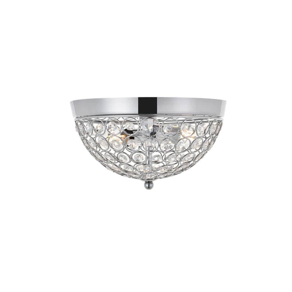 Timeless Home Troy 10 in. W x 5.6 in. H 2-Light Chrome and Clear Flush Moun