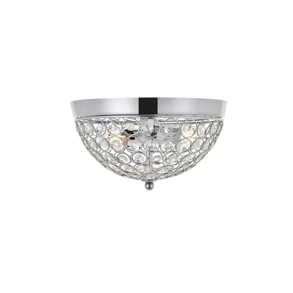 Unbranded Timeless Home Troy 10 in. W x 5.6 in. H 2-Light Chrome and Clear Flush Mount