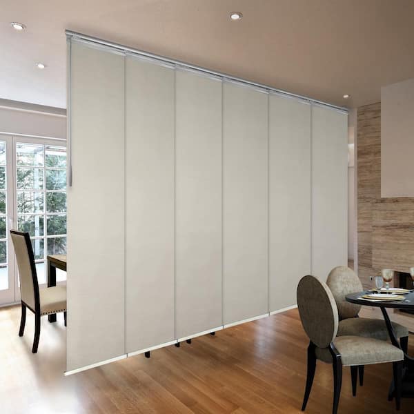 EMOH Pearlescent 70 in. - 130 in. W x 116 in. L Adjustable 6- Panel Satin Nickel Single Rail Panel Track with 23.5 in. Slates