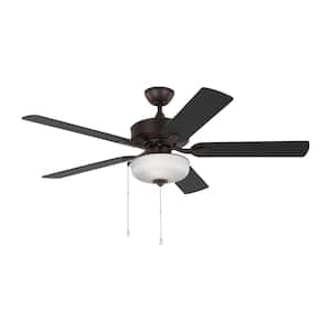 Linden 52 in. Transitional Outdoor Wet Rated Bronze Ceiling Fan with Bronze/American Walnut Blades and LED Light Kit