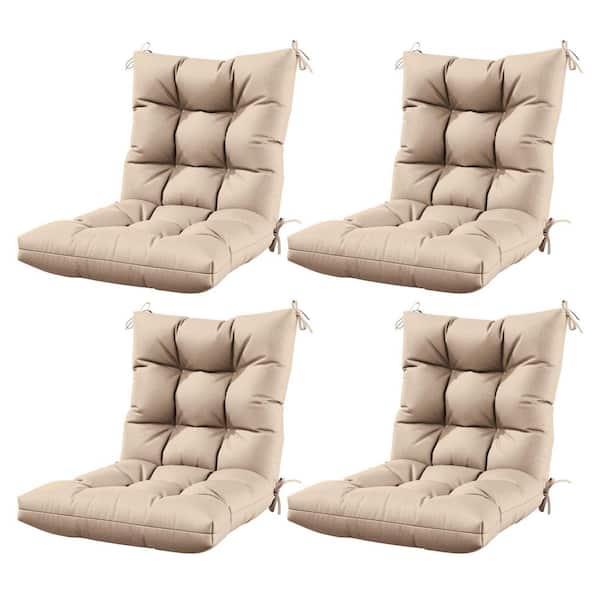 44.5 in. x 22.5 in. x 5 in. Outdoor Chair Cushion Tufted Seat and Back Patio Furniture Cushion Set Sand (4-Pack)