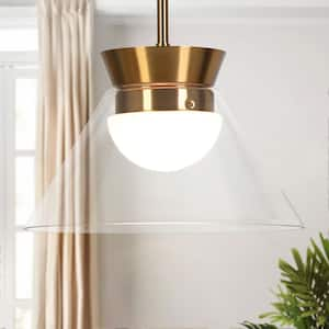 Orthosting 8-Watt 1-Light Plating Brass Bell Integrated LED Pendant Light Bedroom Living Room Clear Glass Hanging Light