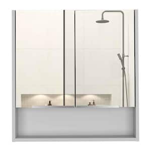 Anky 23.6 in. W x 24.6 in. H Rectangular MDF Medicine Cabinet with Mirror in White