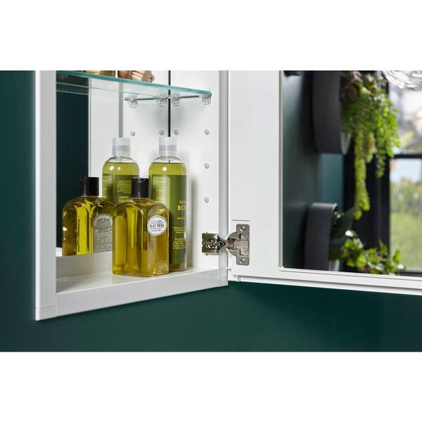 15 in. x 26 in. Recessed or Surface Mount Medicine Cabinet in White Powder-Coat Aluminum