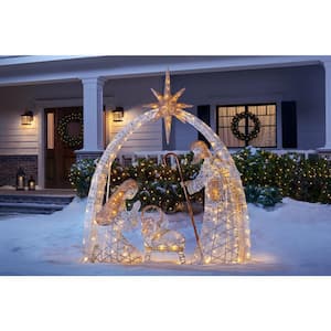 5.5 ft Warm White LED Nativity Set Holiday Yard Decoration