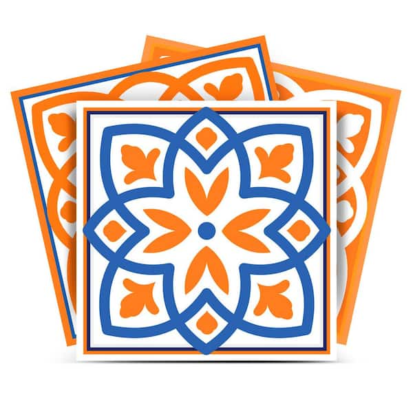 MI ALMA White, Blue, Orange SB44 6 in. x 6 in. Vinyl Peel and Stick Tile (24 Tiles, 6 sq. ft./Pack)