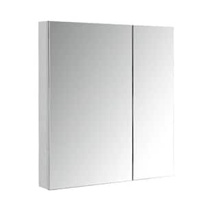 30 in. W x 26 in. H Middle Rectangle Silver Recessed or Surface Mount Medicine Cabinet with Mirror and 4 Shelves