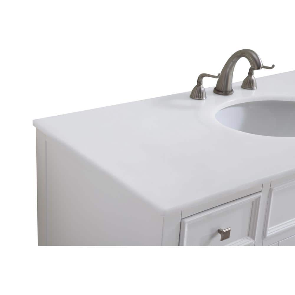 48" Antique White Freestanding Vanity with Quartz Countertop