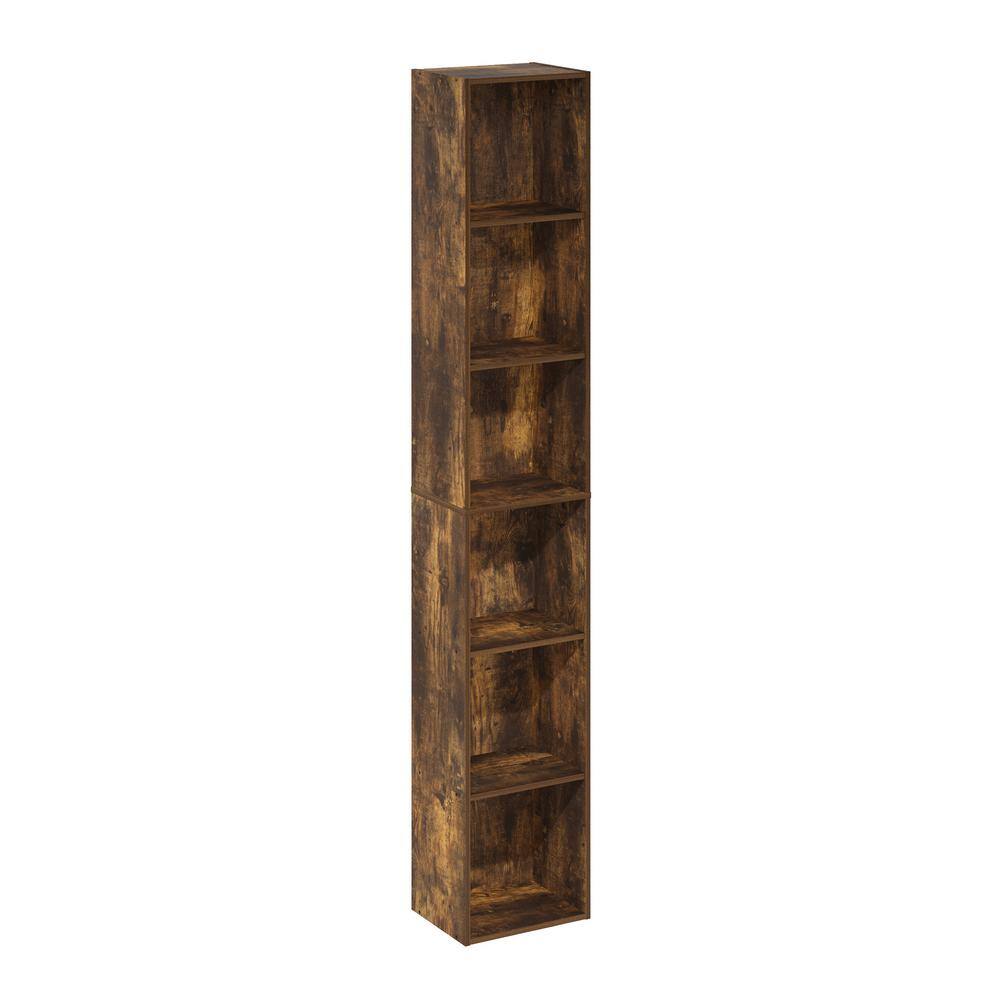 Luder 70.87 in. Tall Amber Pine Wood 6-Shelf Standard Bookcase