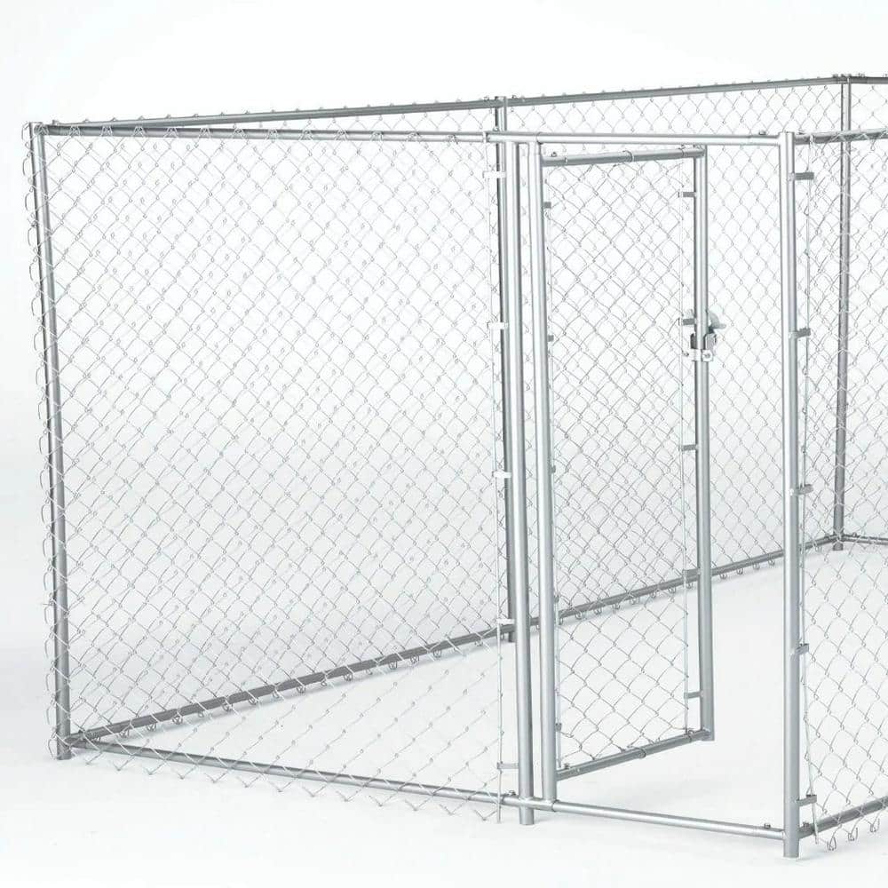 Large Silver Galvanized Steel Chain Link Dog Kennel