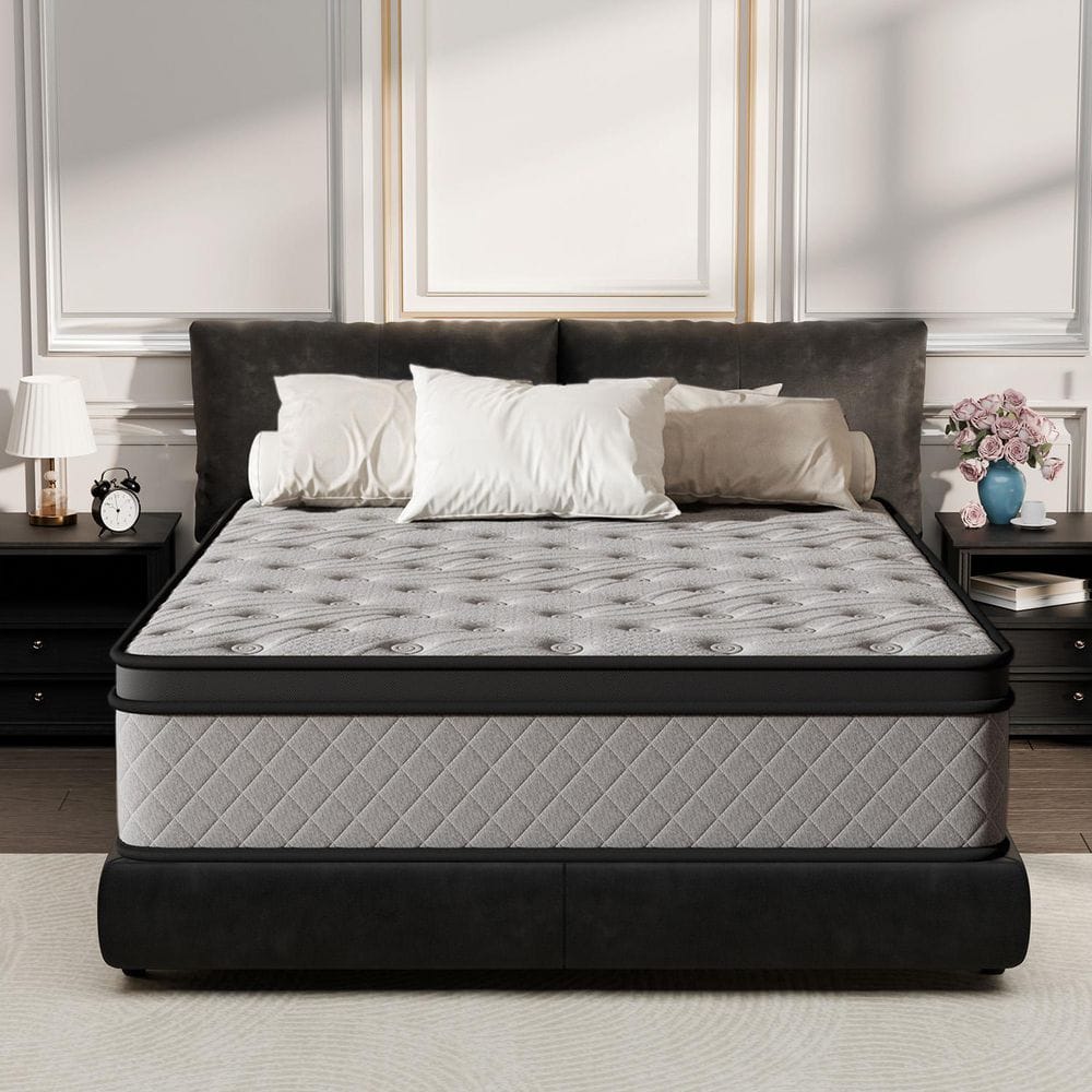 King Medium Hybrid Memory Foam 14 in. Pillow Top Motion Isolation Individual Pocket Spring Mattress