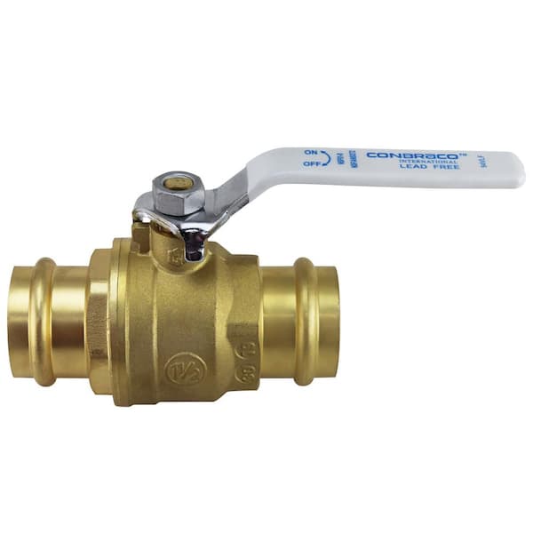 Apollo 1-1/2 in. Brass Press x Press Full Port Ball Valve-94VLF10701A ...