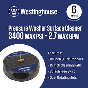 PWSC Universal 15 in. Pressure Washer Surface Cleaner Attachment - 3400 PSI, 1/4 in. Connector