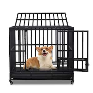 42 In. 3-Door Heavy Duty Dog Crate Dog Kennel for Medium to Large Dogs