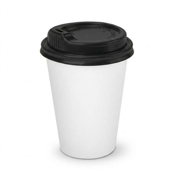 12 oz Disposable Paper Coffee Cups with Lids, 100 Pack, Sturdy Hot Cups for Home and Office