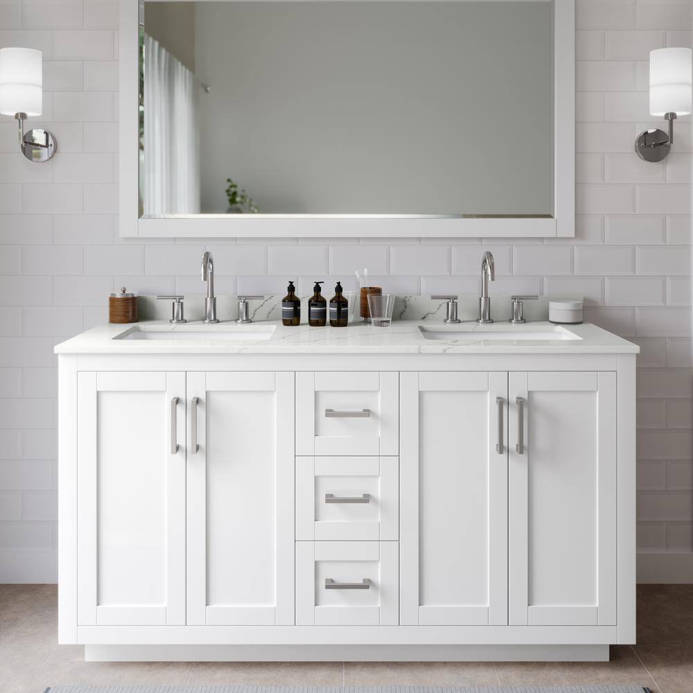 Miranda 60 in. W x 22 in. D x 33.75 in. H Double Bath Vanity in White with Giotto Quartz Top price history on PriceWatchPro