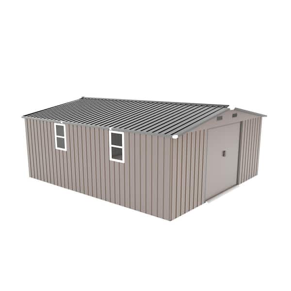 10 ft. W x 12 ft. D Brown Metal Outdoor Storage Shed with Windows (120 sq. ft. )