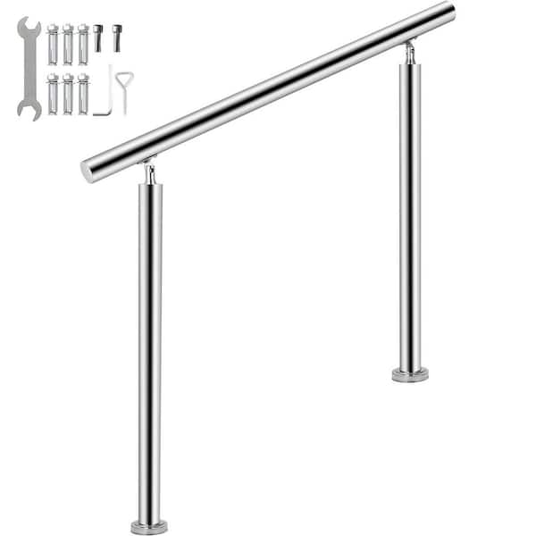 VEVOR Stainless Steel Handrail 220 lbs. Load Handrail for Outdoor Steps Fits 2 to 3 Steps with Screw Kit