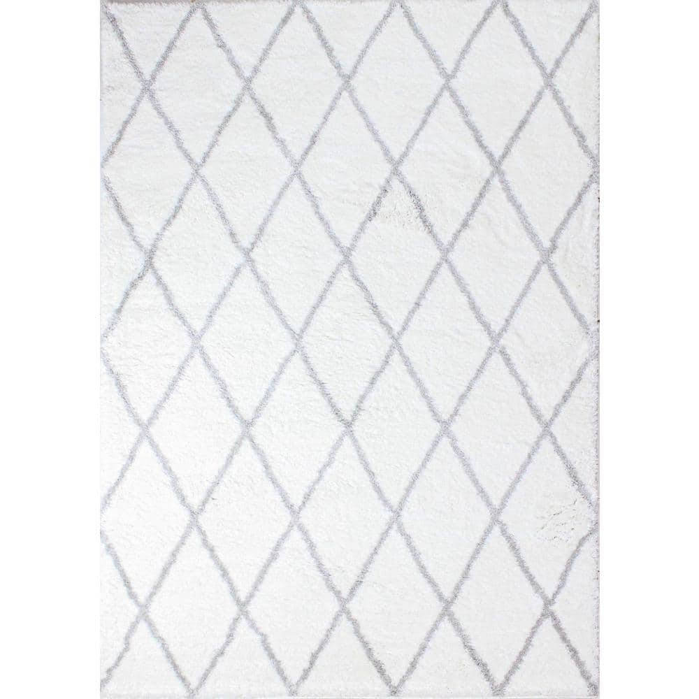 Andes White/Grey 9 ft. x 12 ft. (86 x 116) Geometric Contemporary Ar