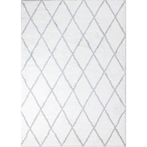 Andes White/Grey 9 ft. x 12 ft. (8'6" x 11'6") Geometric Contemporary Area Rug
