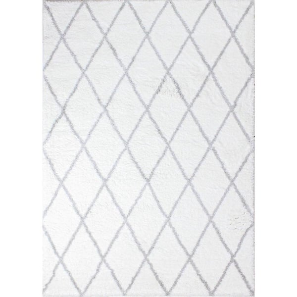 BASHIAN Andes White/Grey 9 ft. x 12 ft. (8'6" x 11'6") Geometric Contemporary Area Rug
