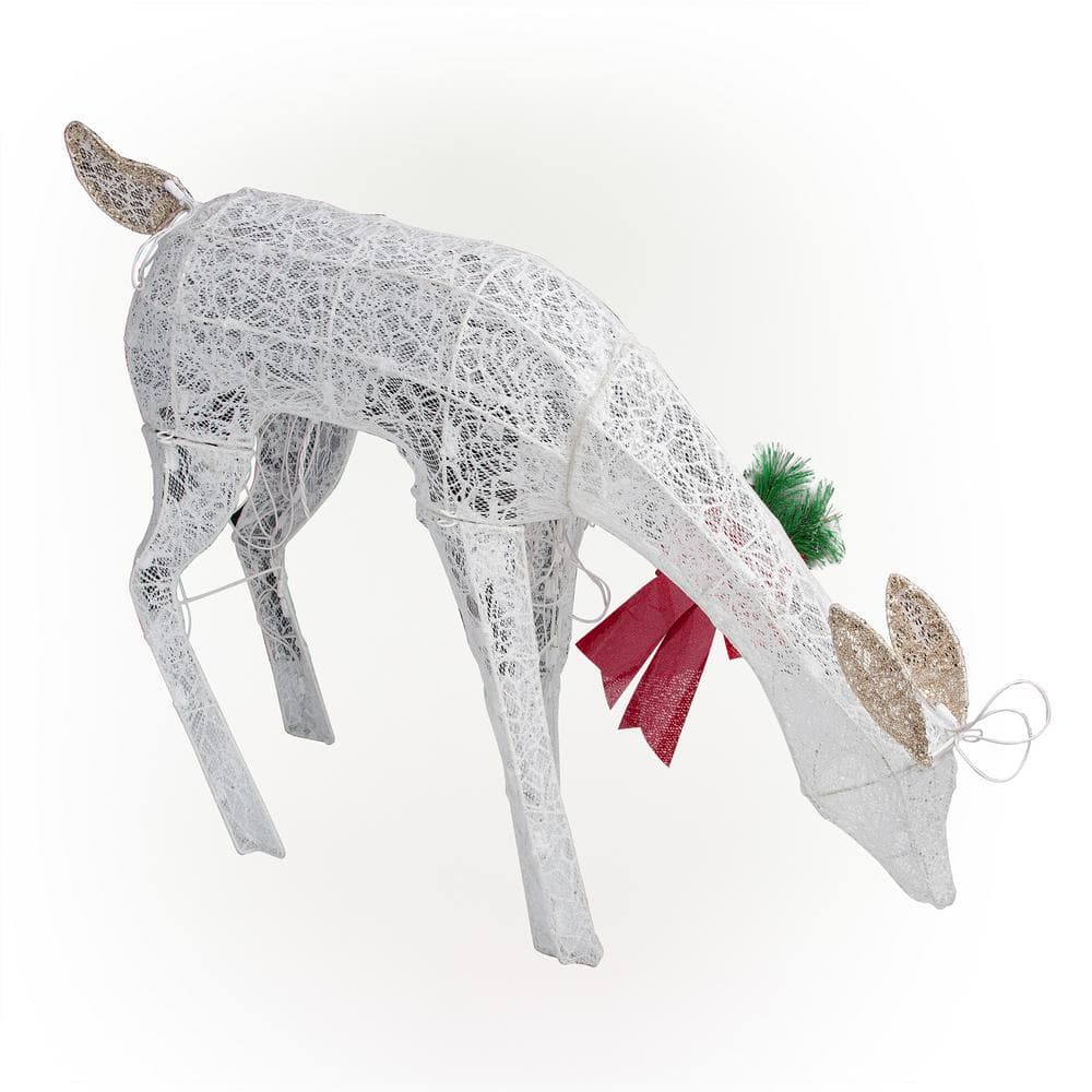 28 in. H Mesh Grazing Holiday Reindeer Lawn Decoration with Cool White Ligh