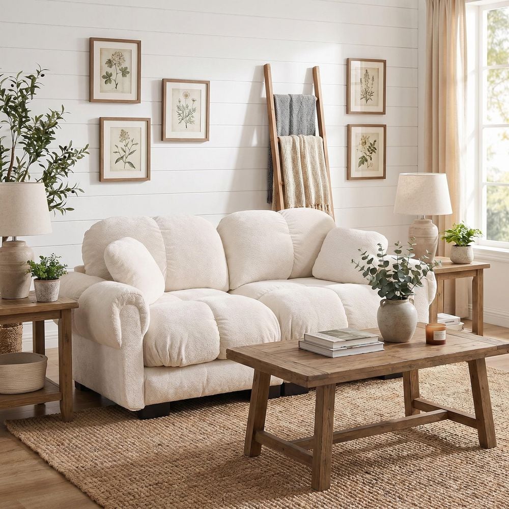 Homy Casa Marlow 76.3 in. Chenille Modular Sectional Loveseat Sofa