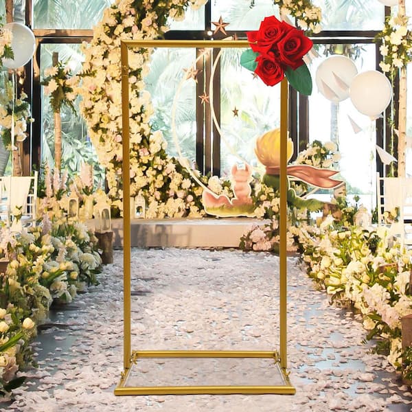 Rectangle Black Metal Flower Stand Pedestal Wedding Decor Welcome Sign Arch  Rack 