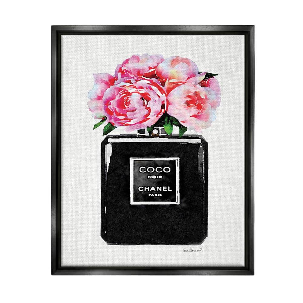 The Stupell Home Decor Collection Glam Perfume Bottle Flower Black Peony  Pink by Amanda Greenwood Floater Frame Nature Wall Art Print 25 in. x 31  in. agp-106_ffb_24x30 - The Home Depot