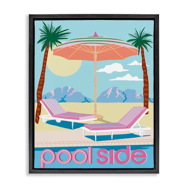 Stupell Industries Preppy Coastal Poolside by Jo Reid Black Floater Frame Coastal Graphic Art Print 21 in. x 17 in.