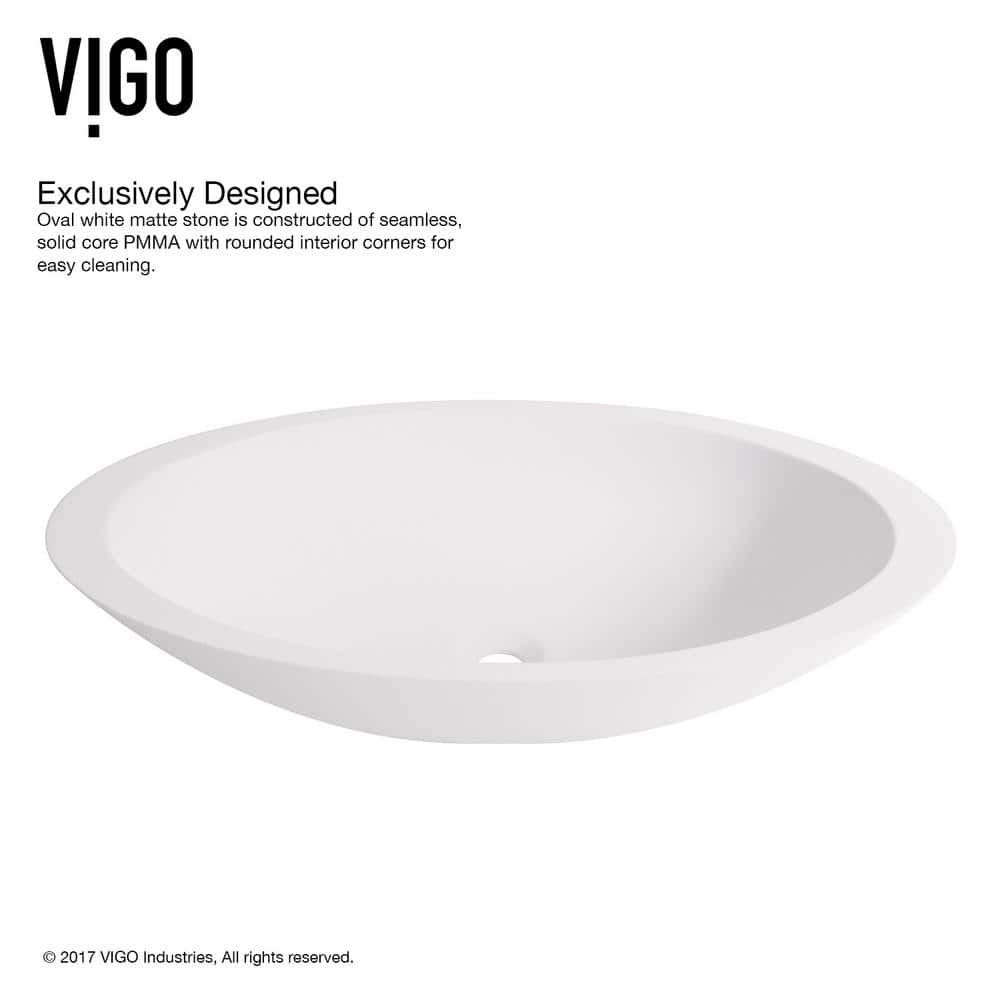 Wisteria 23" White Stone Oval Vessel Sink