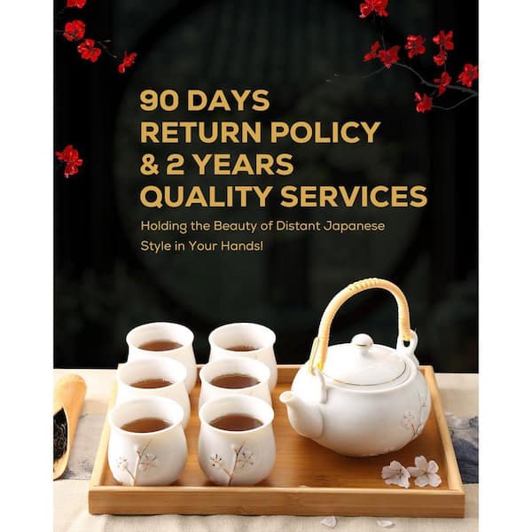 JFVKAF Japanese Porcelain Tea Set with Golden Plum Design, 1
