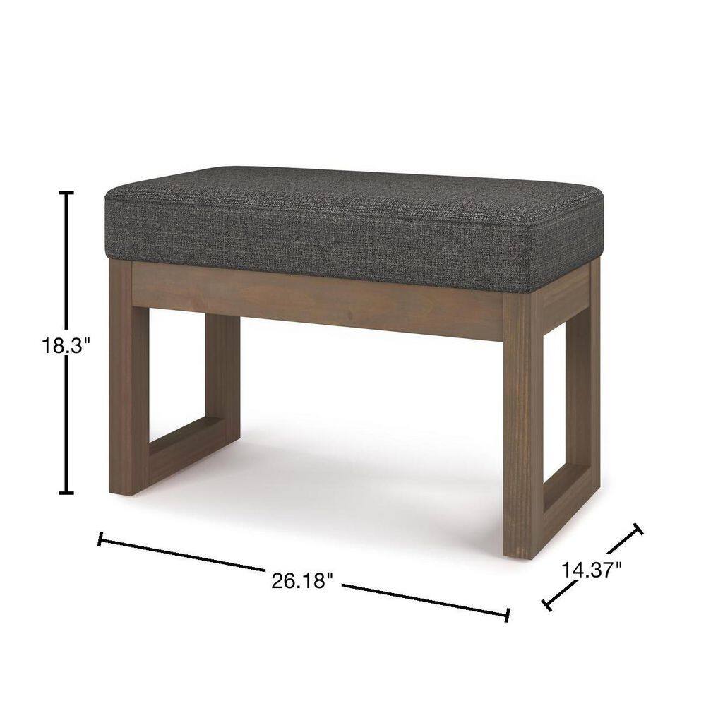 Ebony Tweed Upholstered Solid Wood Entryway Bench