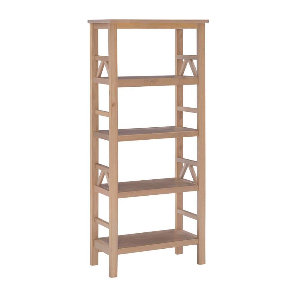Titian 54.45 in. Tall Driftwood Wood 4-Shelf Accent Bookcase with Shelves, 