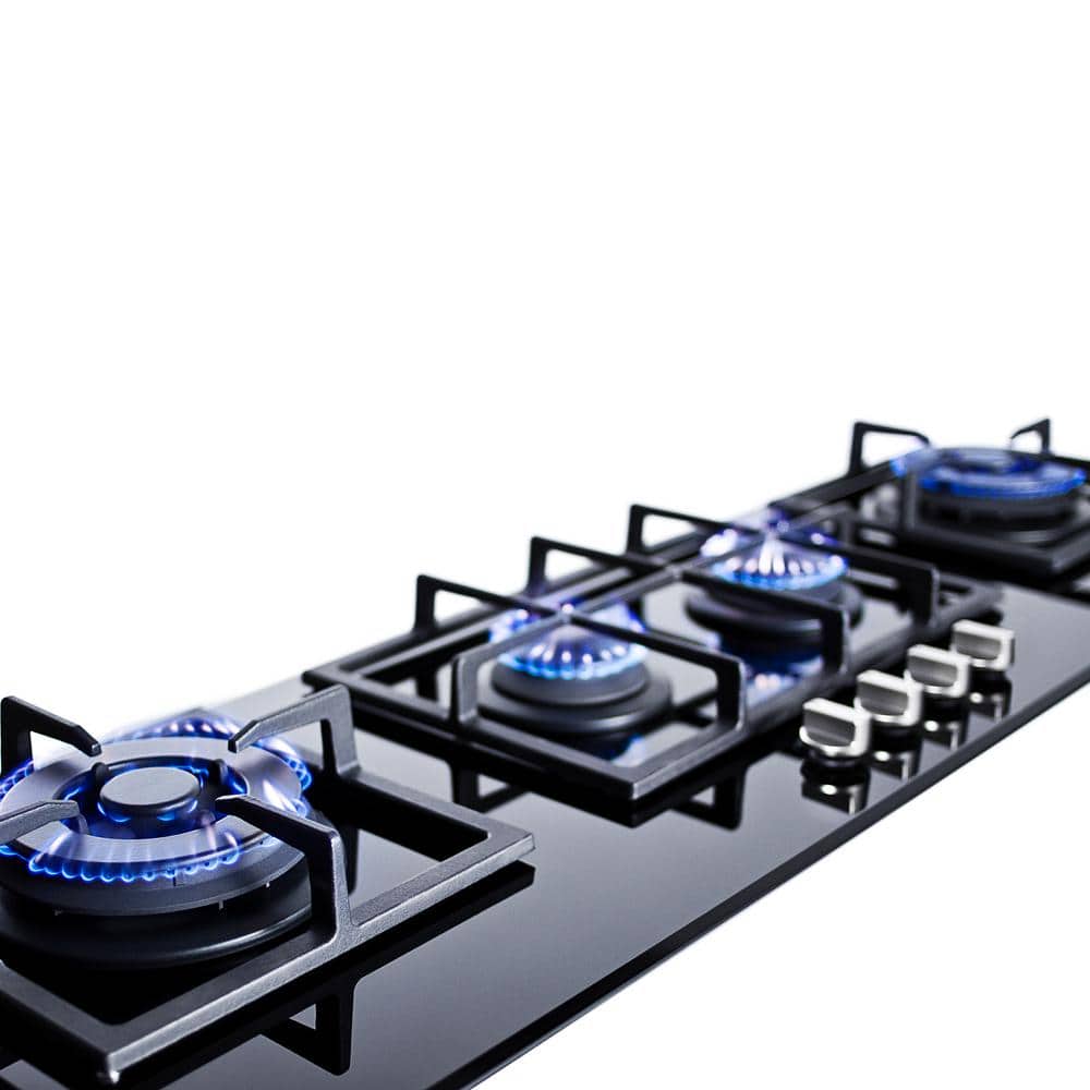 Summit 43'' Black Tempered Glass 4-Burner Gas Cooktop